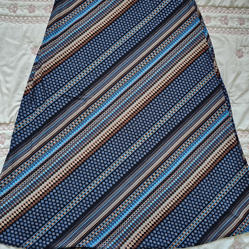 Robert Louis Blue and White Asymmetrical Maxi Skirt